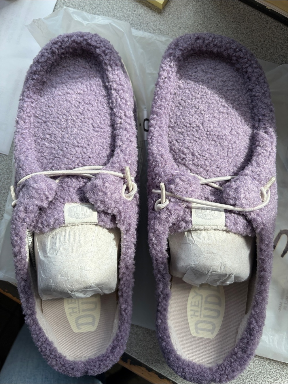 Hey Dude Women's Lavender Sherpa Slip-On Moccasins